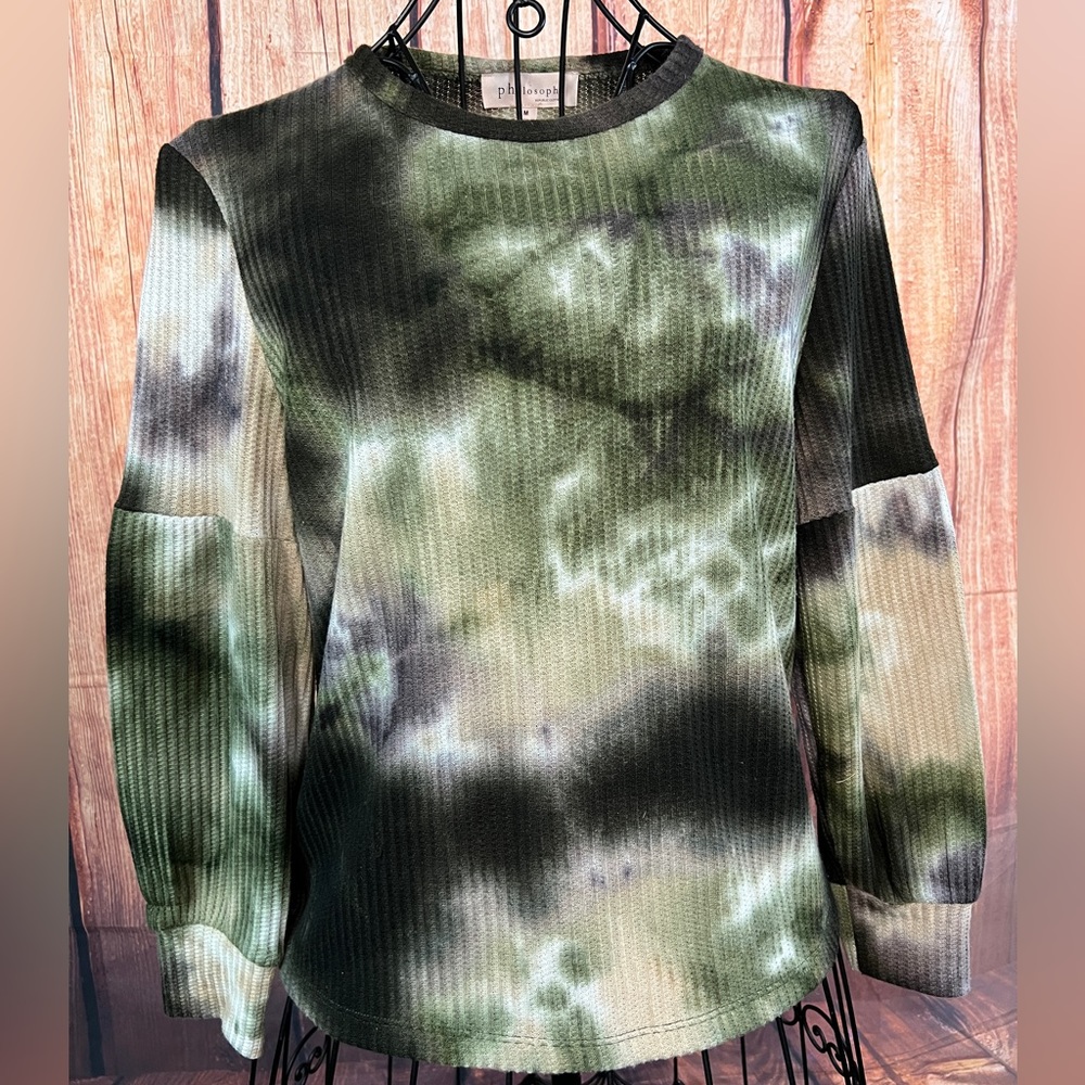 Philosophy Tie Dye Green Eggplant Warm Gray Soft Thermal Knit 😎2 for 30.